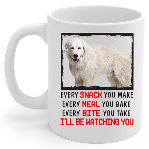 Lovesout Every Snack You Make Every Meal You Bake Cream Maremma Sheepdog Coffee Mug White Ceramic 11oz