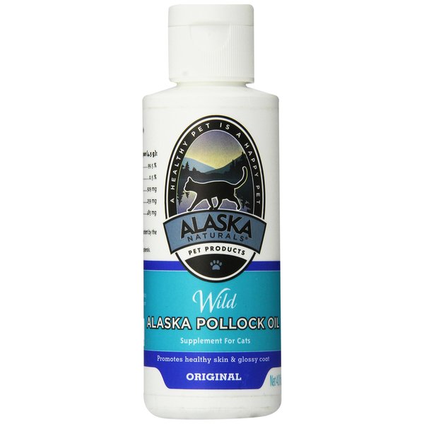 Alaska Naturals – Wild Alaska Pollock Oil for Cats – EPA and DHA Omega-3 - Supplement for Healthy Skin, Shiny Coat – Wild-Caught – Made in The USA – 4 oz Bottle