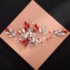 Aimimier Bridal Red Crystal Hair Comb Ruby Hair Vine with Comb Pearl Hair Piece Prom Party Festival Wedding Hair Accessories for Women and Girls
