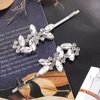Isslly 2PCS Silver Rhinestones Hair Clips, Bridal Crystal Hair Pins, French Hairpins Alloy Leaf Shape Barrettes for Women, Girls for Wedding, Parties (1 Pairs)