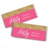 Big Dot of Happiness Chic 40th Birthday - Pink and Gold - Candy Bar Wrappers Birthday Party Favors - Set of 24