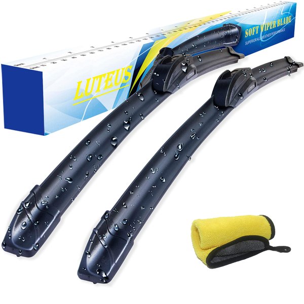 Windshield Wipers, 22" + 22'' Wiper Blades, OEM Quality, LUTEUS Premium All- Seasons for Replacement Windshield Wiper Blades (Set of 2), With Extra 1PC Premium Microfiber Towels