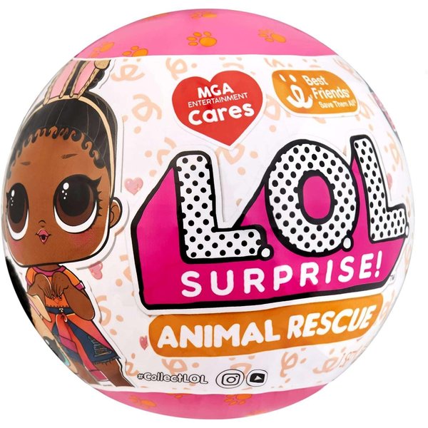 LOL Surprise MGA Cares Best Friends Animal Rescue Block Party B.B. Doll & Pet with 7 Surprises in Paper Ball, Limited Edition Collectible Doll, Holiday Toy, Great Gift for Kids Girls Boys Ages 4 5 6