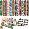 48 PCS Monster Truck Party Favors 24PCS Tattoos Stickers 24PCS Slap Bracelets Wristbands Perfect for Themed Birthday Baby Showers or Classroom Rewards Ideal Decor and Gifts for Girls and Boys
