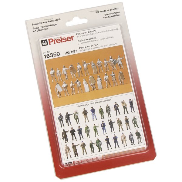 Preiser 16350 Unpainted Figure Set Assorted Police HO Model Figure