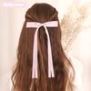 10pcs Hair Clips,Ribbon Bow Hair Ties with Tassel for Girl Women Long Tail bow Solid Satin Bowknot Hair Clips Metal Clips Barrettes for Teen Hair Accessories Black White Beige Blue Pink