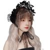 Ylucky Lolita Headband Victorian Bonnet Hat Halloween Cosplay Gothic Maid Lace Hair Accessory Hair Hoop Tea Party Sun Hat
