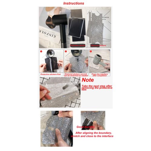 Bright Diamond Sticker Decals for Dyson Supersonic Hair Dryer HD01 HD03(Phantom Diamond)