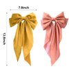 Hair Bows for Women, 2 pcs Big Silky Satin Bow Hair Clips, Metal Clips Long Tail Accessories Hair Bows for Girls for Birthday Gift (Watermelon Red Bow & Yellow Bow)