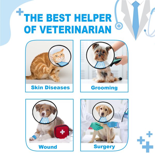 Supet Dog Cone Adjustable Pet Cone Pet Recovery Collar Comfy Pet Cone Collar Protective Collar for After Surgery Anti-Bite Lick Wound Healing Safety Practical Plastic E-Collar