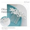 Olbye Wedding Hair Comb Rhinestone Hair Accessories Bridal Hair Pieces Flower Bride Hair Clips Silver Crystal Headpiece Bridesmaids Hair Side Combs Brides Accessories for Women (Silver)