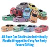 KINIA 15 Jumbo Race Car Sidewalk Chalk - Party Favors Goody Bag Pack - Birthdays, Easter, Christmas and More - Individually Wrapped - Washable - Beautiful Gift Box (Race Car Multicolor)