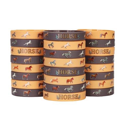 24 Pack Horses Silicone Wristbands Bracelets, Birthday Decoration Horse Party Favors for Kids