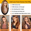 Durreley 22 Inch Ombre Lace Front Wigs Human Hair Pre Plucked,180% Density Glueless 4/27 Colored Honey Blonde Wig Human Hair,Highlight 13x6 HD Lace Front Wigs Human Hair for Black Women