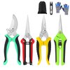 5 pack Garden Pruning Shears Stainless Steel Blades, Handheld Scissors Set with Gardening Gloves,Heavy Duty Garden Bypass Pruning Shears,Tree Trimmers Secateurs, Hand Pruner (Multi-color)