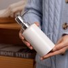 FE Soap Dispenser, 300ml/10oz Ceramic Liquid Soap Pump Dispenser, Refillable Dish Soap Dispenser for Kitchen Bathroom Washroom (White)