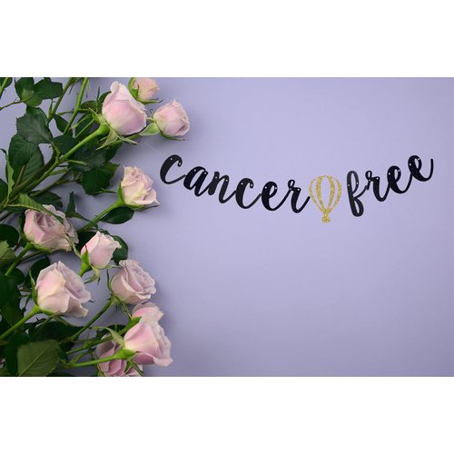 FEDVET Cancer Free Banner, Cancer Surviving Party Decorations, Cancer Theme Party Decoration (Black Glitter)