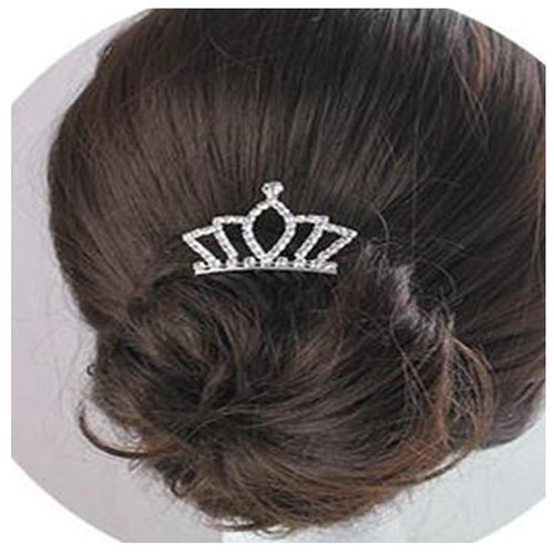 Yheakne Vintage Princess Crown Comb Crystal Small Tiara Crown Headband Shine Rhinestone Crown Hair Comb Mini Tiara Comb for Girls Birthday Party Prom Hair Decoration (Silver B)