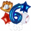 Kwuz Baseball Balloons 6th Birthday Decorations for Boys | Baseball Birthday Decoration Sports Theme Party Supplies, 32Inch Foil Mylar Number 6 Balloon Navy Blue Red White Sports Balloon Arch Kits