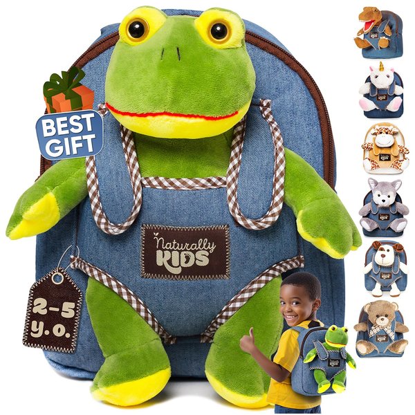 Frog Backpack, Frog Toys for Kids 3-5, Toddler Stuffed Animal Gifts for 2 3 4 5 Year Old Girl Boy