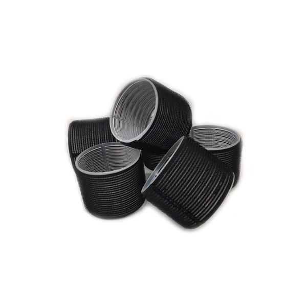 6 Pack Super Jumbo Self Grip Hair Rollers Pro Salon Hairdressing - Big Curlers Create Volume For Long Hair (Black)
