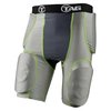 TAG Youth 5-Pad Integrated Girdle - Moisture-Wicking Compression Girdle for Football - Cup Pocket - Sewn-in Hip, Tail, and Thigh Pads - Grey with Black Elastic Waistband - Medium