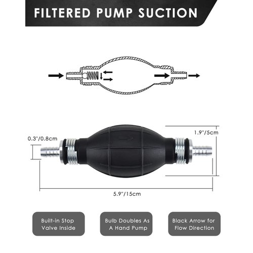 KATUMO Gasoline Siphone Hose, Gas Oil Water Fuel Transfer Siphon Pump, Portable Widely Use Hand Fuel Pump, Fuel Transfer Pump with 2 Durable PVC Hoses