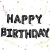 LovesTown Happy Birthday Banner, Black Birthday Sign Banner Mylar Foil Letters Balloon Happy Birthday Metallic Balloons for Kids Party Supplies