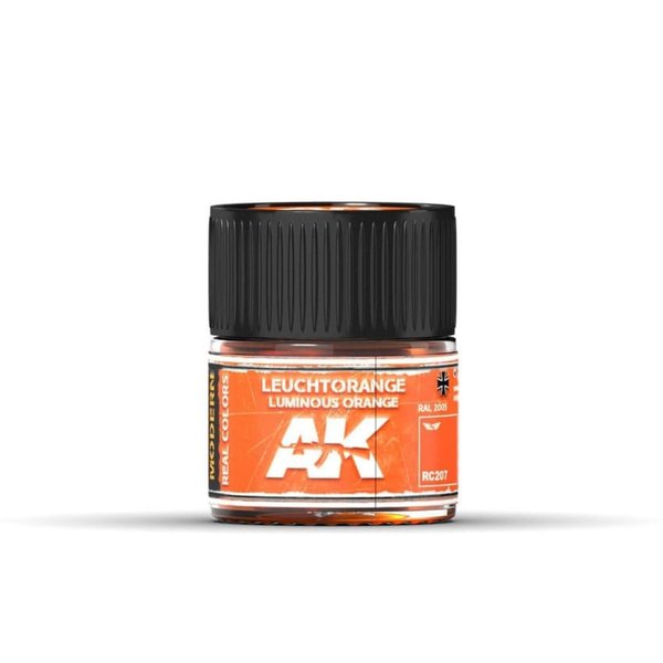 AK Interactive Real Color Air Single Paint Line 10ml - RC206 thru RC284 Color: Luminous Orange - RC207