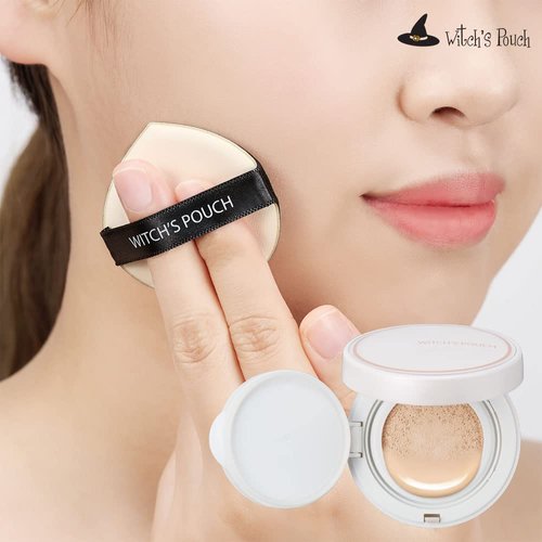 Witch's Pouch Essence Serum Facial Deep Hydration Radiant Barrier BB Cushion Foundation SPF38 PA++ Cover Long Lasting Toneup Moisture Korean Makeup (21 Light Beige)