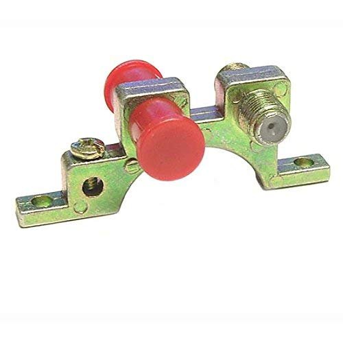 Dual Ground One Ground Lug Block 2 Port Deluxe Antenna HDTV Satellite Dish Coax Cable Outdoor Aerial LNBF Receiver Signal Lighting Ground Spike Voltage Protector with End Caps