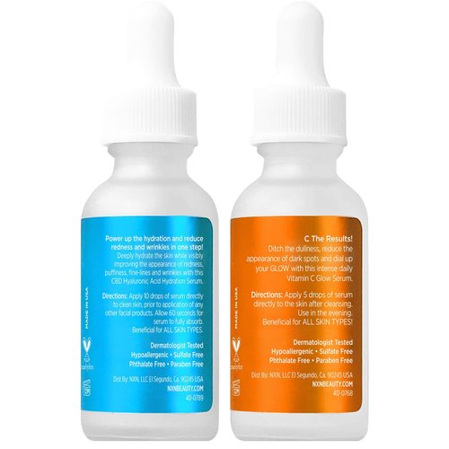 NxN Vitamin C & Hyaluronic Acid Serum Set, Clinically Proven to Brighten Skin, Reduce Dark Spots, Improve Hyper Pigmentation Age Spots, Reduce Fine Lines & Wrinkles - 1fl oz Face Kit