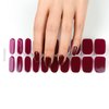 Wekcekcek 20pcs Semi Cured Gel Nail Strips, Real Nail Polish Art Stickers, Burgundy Gel Nail Stickers - Work with Any UV Lamp, Long Lasting Full Nail Wraps with Nail File and Stick
