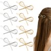 KuuGuu 8 PCS Metal Bow Hairpins Hair Clips Simple Bowknot Ponytail Holder Stylish Non-Slip Duckbill Chic Bows Barrettes Minimalist Hair Pins Present Hair Accessories for Women Girls （Gold and Silver）