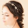 Ainvhh 4 Pieces Elastic Flower Head Chains Gold Leaves Headbands for Women Metal Chain Hair Band Head Pieces Wedding Hair Jewelry Festival Prom Wedding Headpiece for Women and Girls