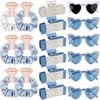 18pcs Bridesmaid Scrunchies Proposal Gifts 4.1inch square Hair Claws Bachelorette Hair Clip heart sunglasses Girls gift for Wedding Party Favors(18pcs White&Dusty Blue)
