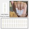 MISUD Press on Nails Extra Long Square Fake Nails Squoval Acrylic Nails Glossy Glue on Nails Pure White Artificial Nails Solid Color Gel False Nails for Women 24 pcs