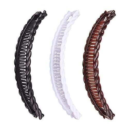 2Pack One Black And One Brown Tort Banana Clips Fish Clips Combs Tool Vintage Clincher for Thick Curly Hair Accessories Long Hair Clips Comb Fish Grip Slide Hair Clips, Clips and Barrettes