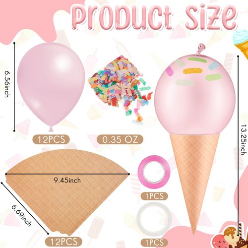 WinnerWhy 2 Pack Ice Cream Bar Banner Ice Cream Garland Include 12 Ice Cream Balloons Ice Cream Party Decorations for DIY Supplies Kids Summer Ice Cream Summer Birthday Party Decor, Macaron Color