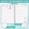 2024 Appointment Book - 7" x 10" Weekly Appointment Book 2024 from January 2024 - December 2024, Flexible Cover, 2024 Spiral Binding Planner with Monthly Tabs, Teal Watercolor