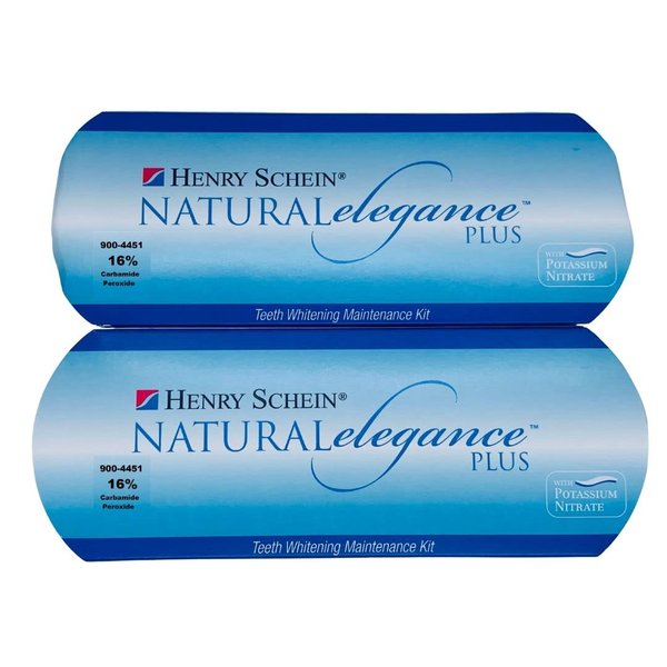 Natural Elegance® Plus 16% Carbamide Peroxide Mint Flavor Teeth Whitening Gel by Henry Schein, Two 3-ml Syringes, 2 Pack, Compare to Opalescence, Dramatic Professional Whitening, Reduced Sensitivity