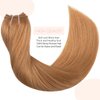 Loxxy Remy Human Hair Extensions Straight Fish Line Hair Silky 16 Inch Auburn Brown Transparent Layered Wire Hair Extensions Real Human Hair Removable 90g