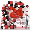 40 inch Red Number 6 Balloon & Mini Mouse Head Balloon, 6th Birthday Party Decoration Balloons, Cartoon Mouse Birthday Party Supplies Baby Shower Decoration, Red Black Theme Party Decorations Supplies