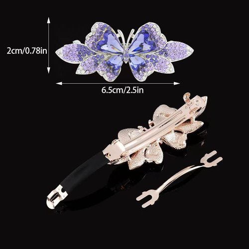 3 PCS Hair Clips for Women Ladies, Butterfly Design Crystal Rhinestones French Barrettes Spring Hair Barrettes Clip,Girl Hair Styling Accessories Side Clip Girl Bangs Clip， for Daily Wear