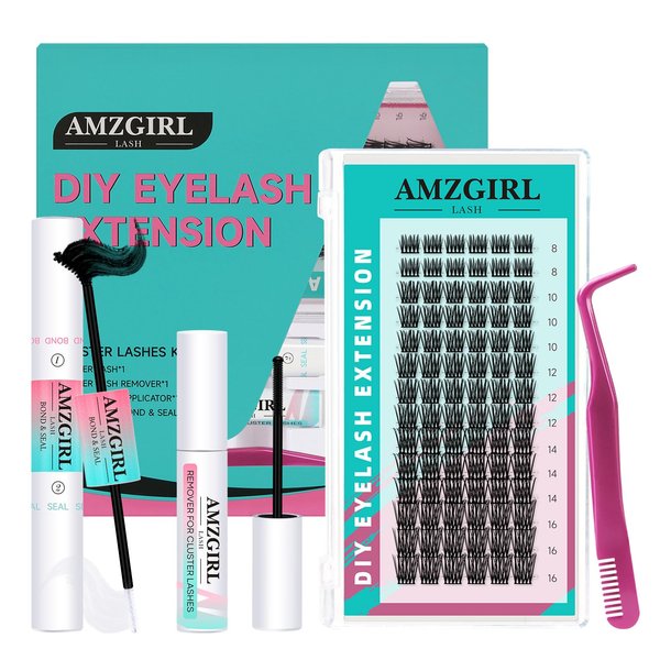 Lash Clusters Kit 84Pcs Eyelash Clusters Extensions Kits With Cluster Lashes,Lash Bond And Seal,Eyelashes Remover,Applicator at Home(Feather5,D-Mix8-16mm kit)