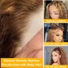 RQY Highlight Curly Bob Wig Human Hair Short Curly Blonde Brown Human Hair Wig(10inch) 4x4 Glueless Lace Front Wigs Human Hair Honey Blonde Brown Ombre Human Hair Wigs for Black Women 150% Density