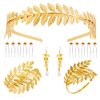 AHONEY 15 Pieces Greek Goddess Costume Women Toga Gold Headband Leaf Bridal Crown Bracelet Pearl Earrings Hair Pins Gold Accessories for Women