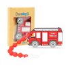 Baby Food Grade Silicone Carrier Vehicle Teether Toy with One Piece Design Pacifier Clip Holder,Teething Pain Relief Toys Gift Set for 3 Months+ Boys and Girls,Freezer Safe,BPA Free. (Fire Truck)