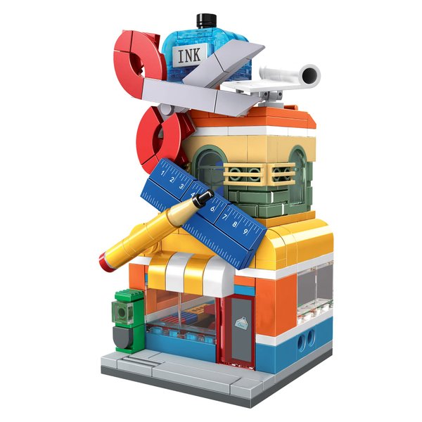 Brick Loot Exclusive Mini City Art School Supply Store - Custom Designed Model - Compatiable with All Major Building Block Brands - 220 Pieces