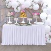 White Table Skirts for Rectangle Tables 6ft Polyester Pleated Table Skirt Ruffle Tablecloth for Wedding Birthday Party Baby Shower Bridal Shower Banquet Table Decorations